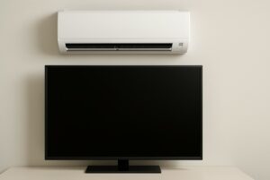 ar-condicionado em cima de uma tv